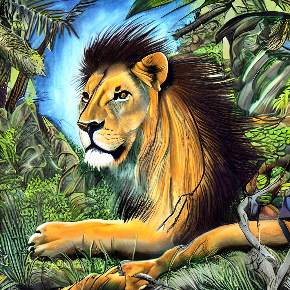 Lion In The Jungle
