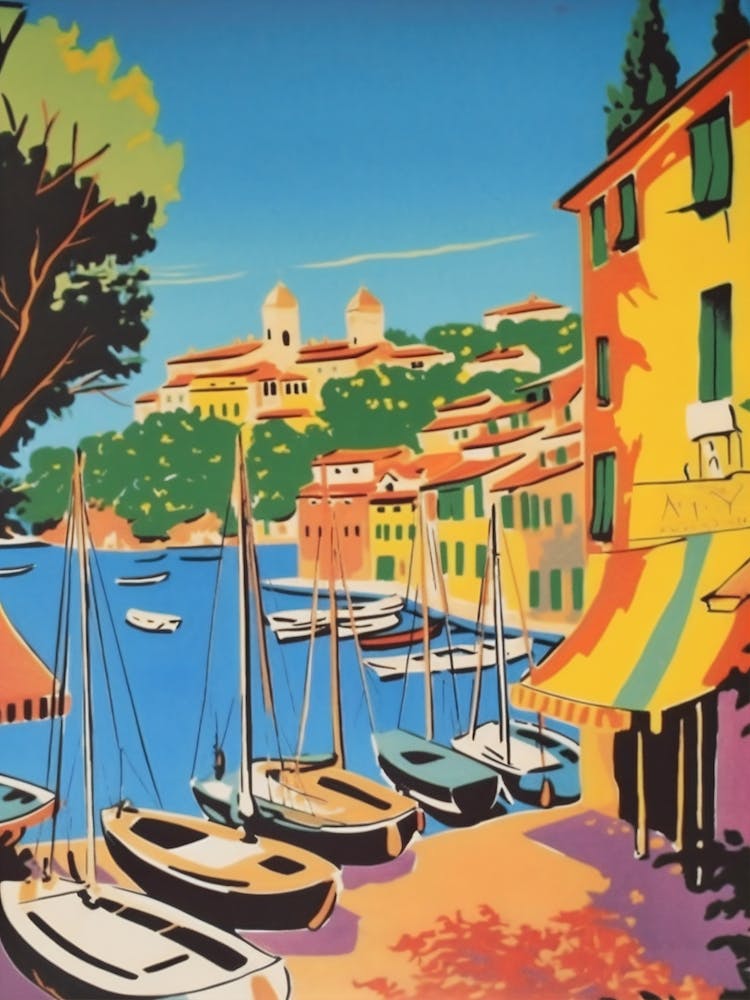 Portofino Italy 4 Travel Poster Vintage