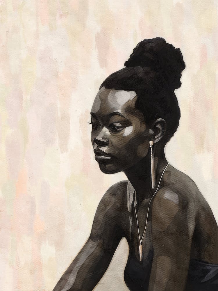 Beautiful Black Woman. Oil Portrait