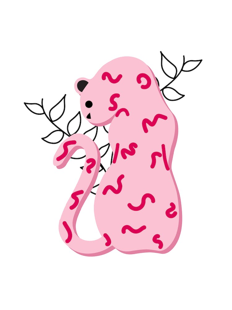 Botanical Leopard White Pink Print