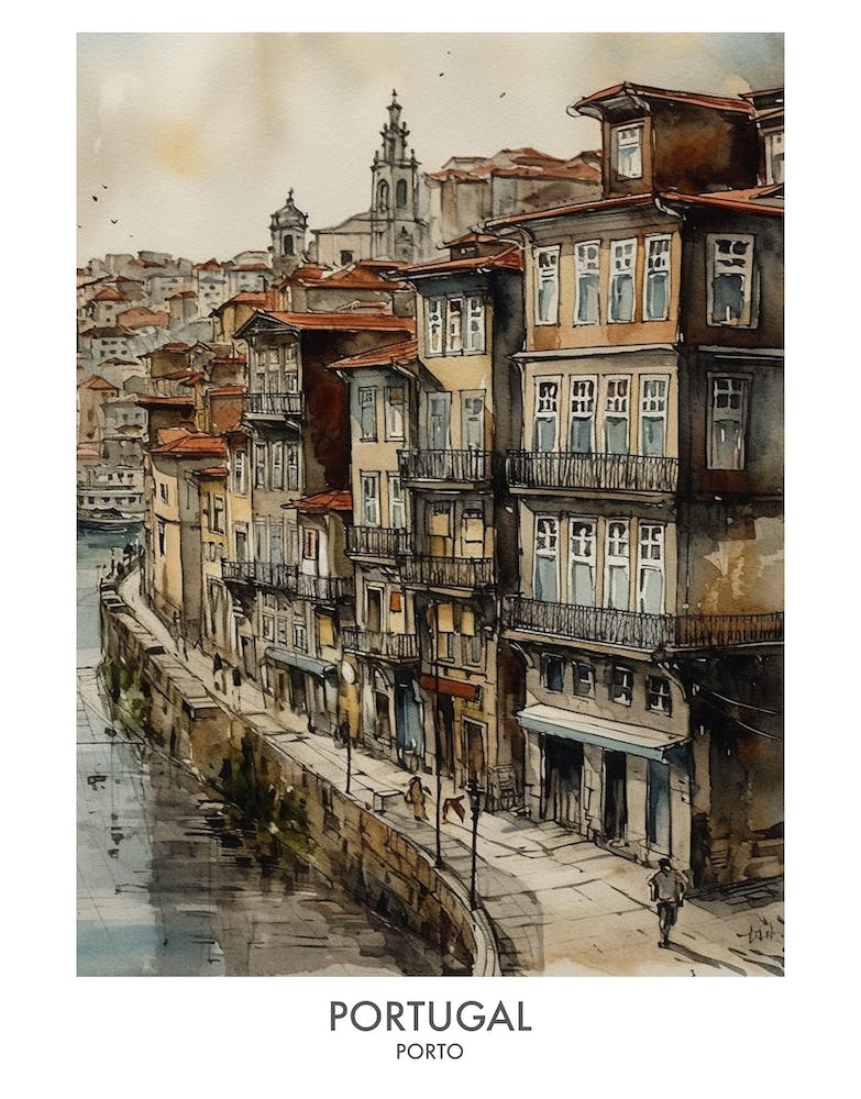 Porto, Portugal 1 Watercolor Travel Poster
