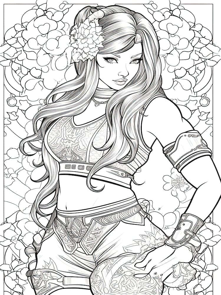 Bloom Body Girl Line Art 10