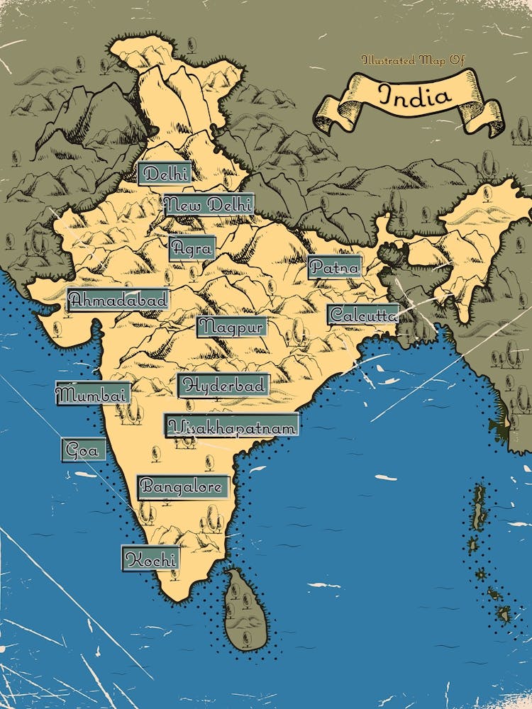 Vintage India Map