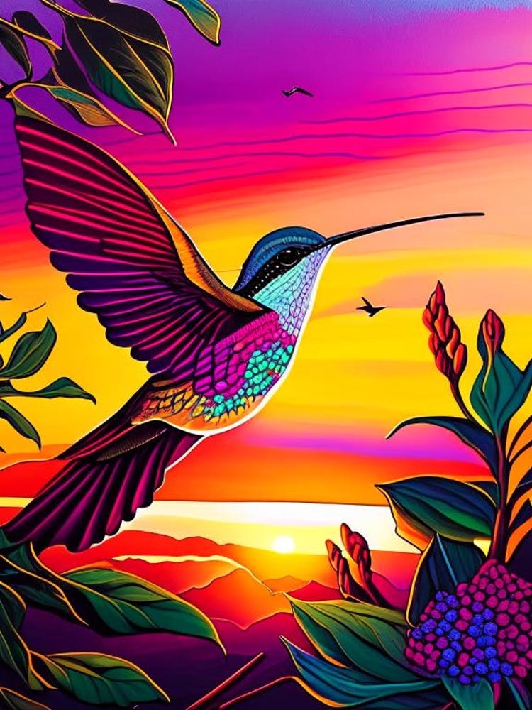 Hummingbird At Sunrise Marker Art