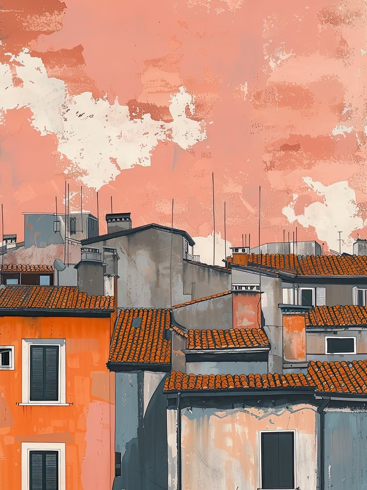 Milano Rooftops Morning Skyline 1