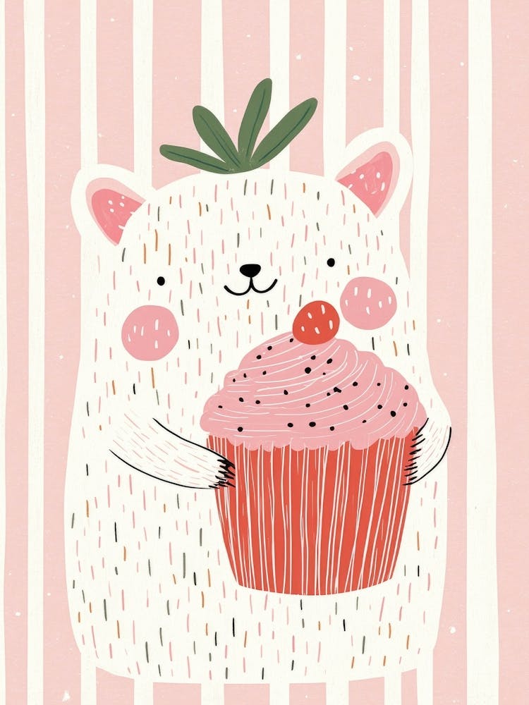 Süßer Bär mit Cupcake