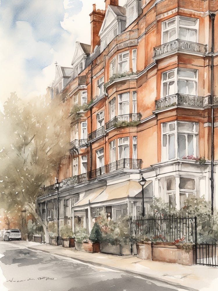 Kensington London Neighborhood, Watercolour 3