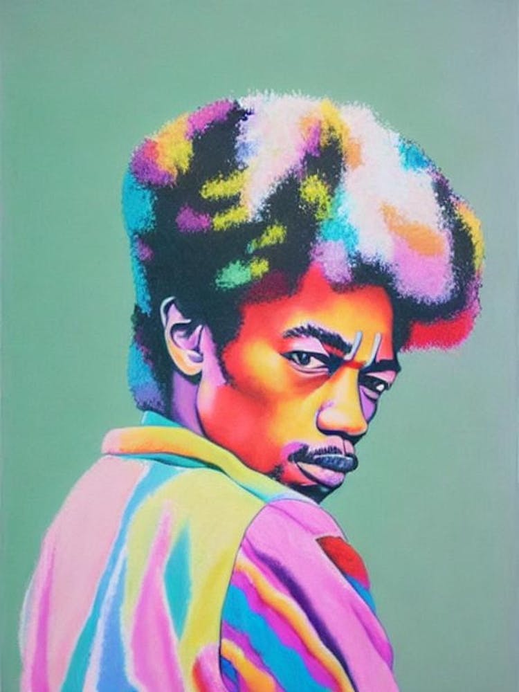 Jimi Hendrix 2 Colourful Illustration