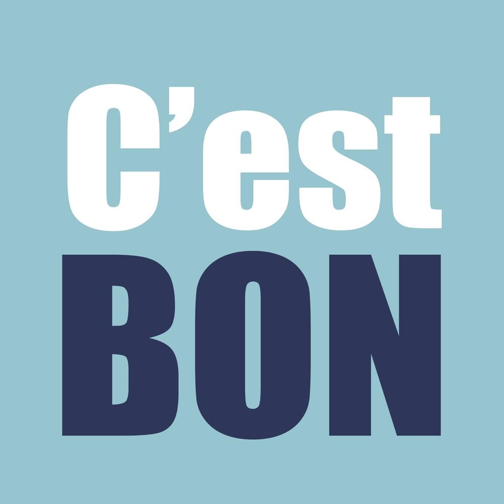 Cest Bon White And Blue Square