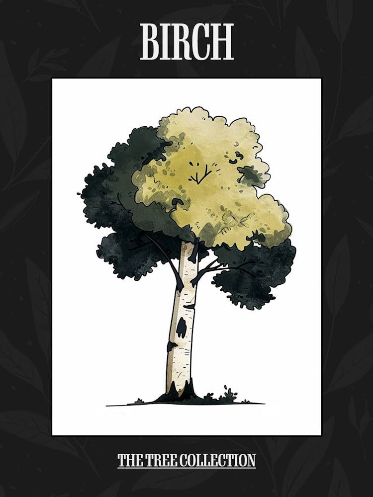 Birch Tree Pixel Illustration 4 Poster