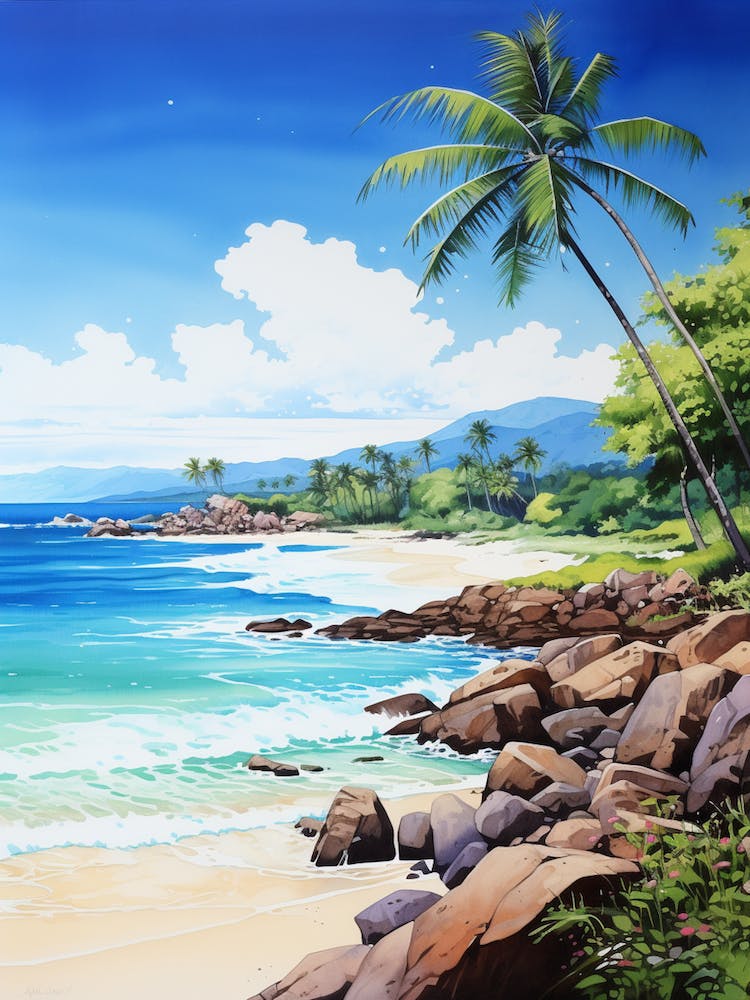 A Painting Of Anse Cocos, La Digue Seychelles 1