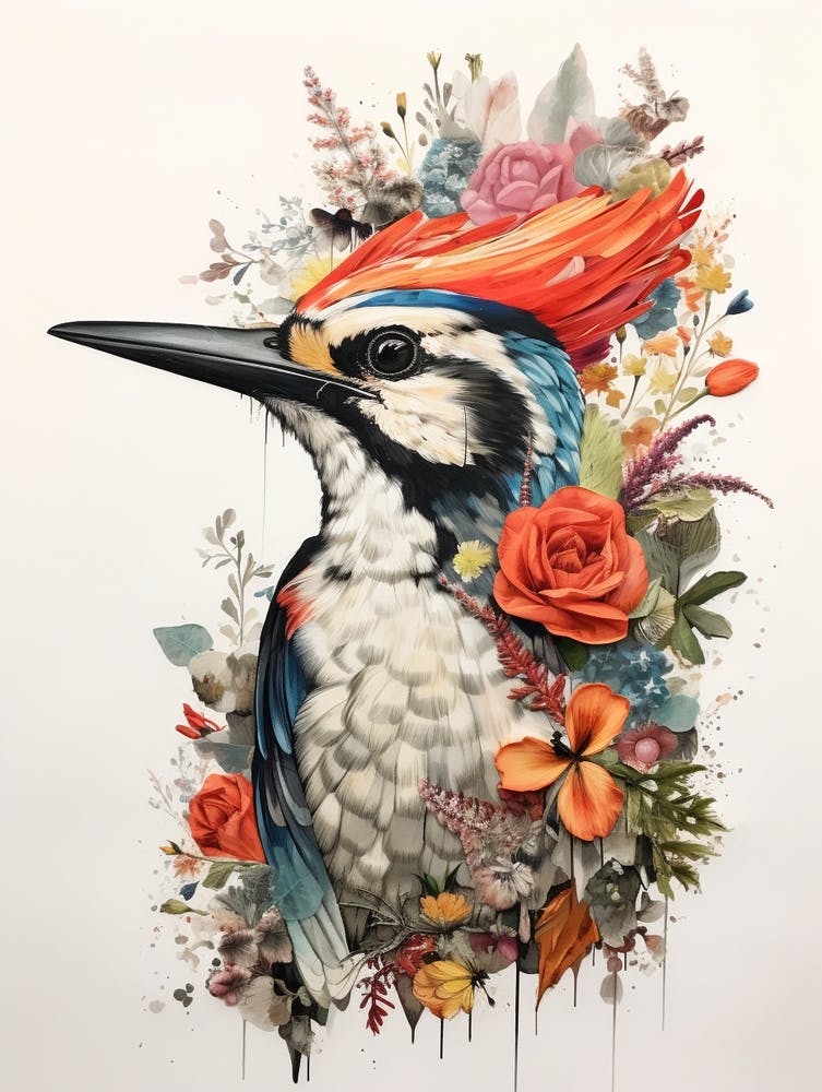 Bird With A Flower Crown Woodpecker 3