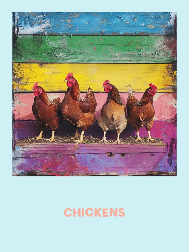 Chickens In The Barn Rainbow Poster