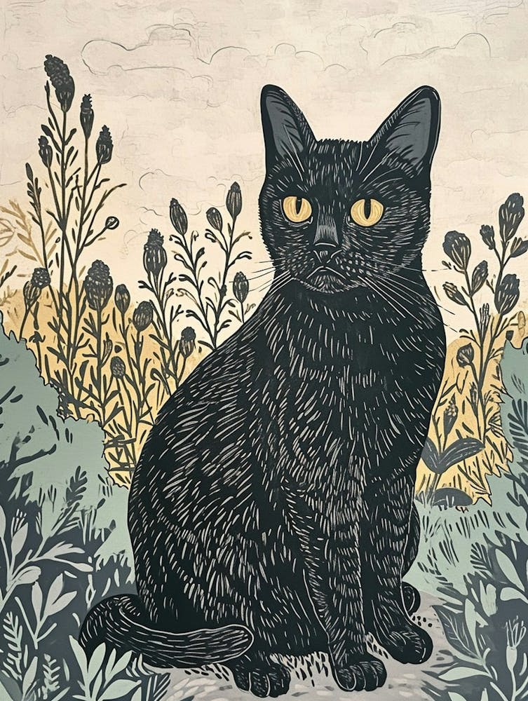 Chartreux Cat Relief Illustration 1