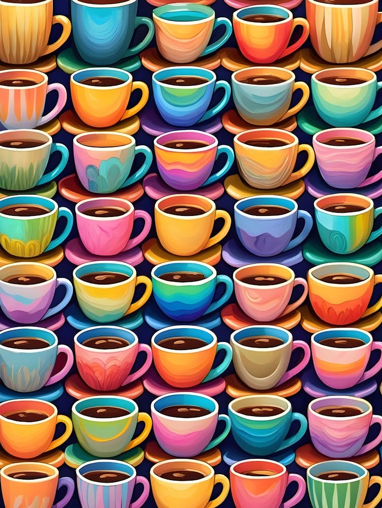 Coffee Lover's Pattern - Colorful Coffee Cups