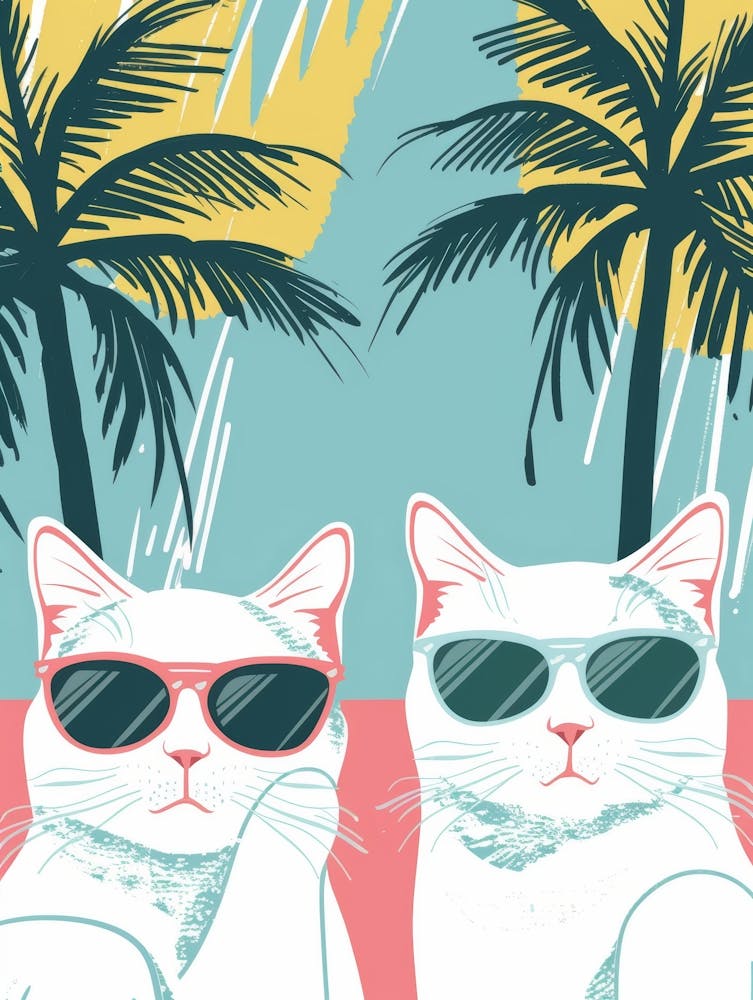Two Cats On The Beach