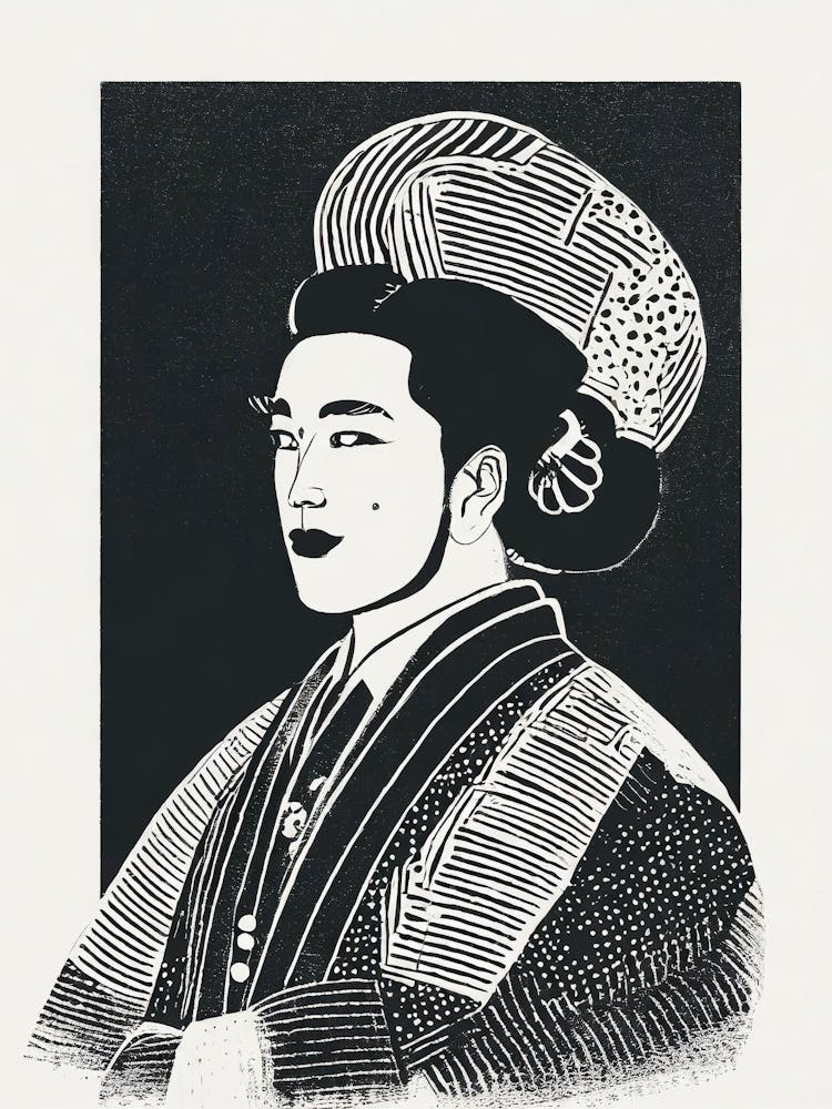 A Portrait Of A Kabuki Actor Ukiyo-E Style