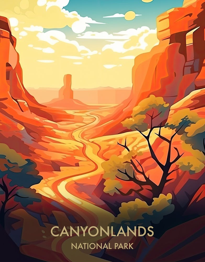 Canyonlands National Park Travel Poster Illustration Style 1