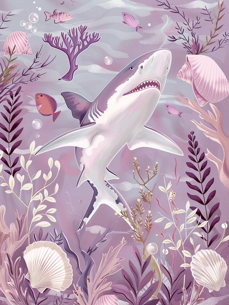 Purple Blacktip Reef Shark Illustration 3