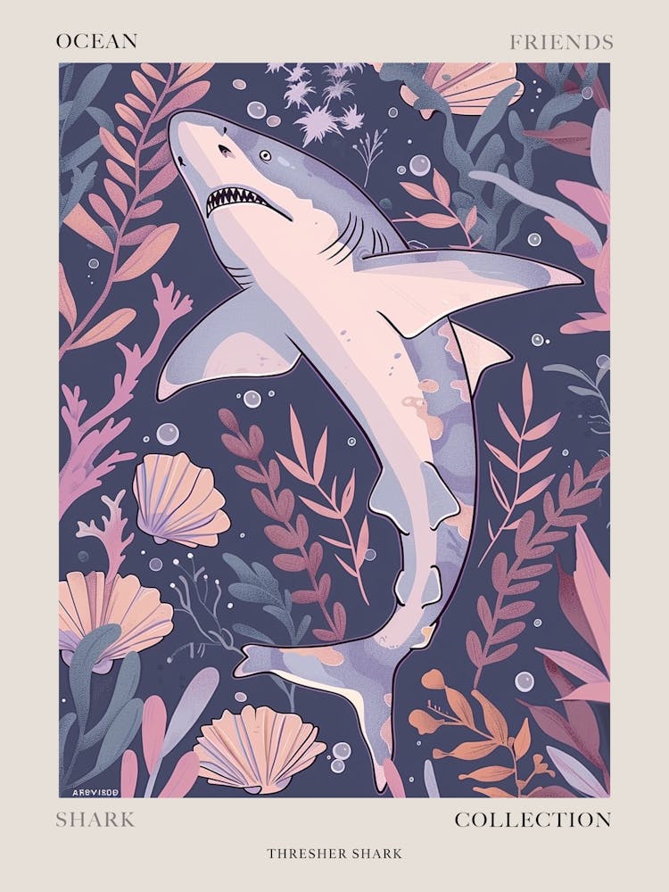Requin-renard violet Illustration 3 Affiche