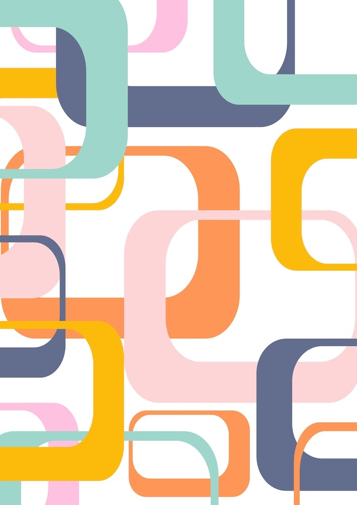 Mid Century Mod Space Age Geometric Shapes in Bright Colors