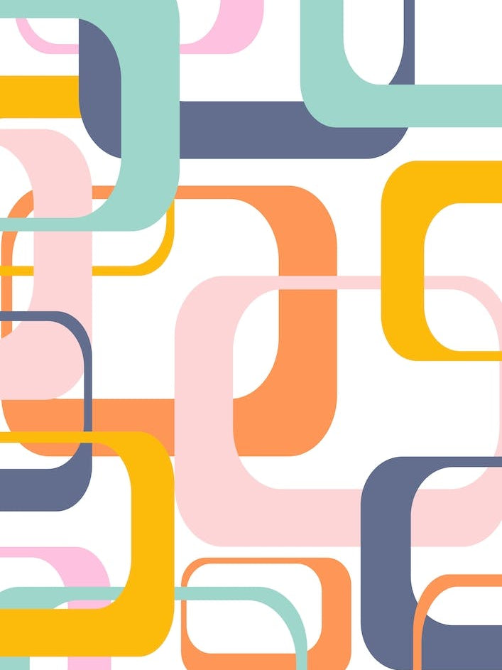 Mid Century Mod Space Age Geometric Shapes in Bright Colors