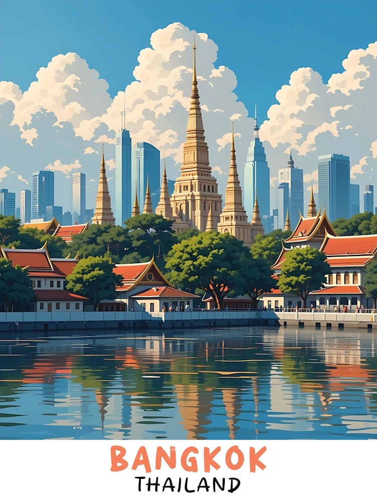 Bangkok - Thailand Vintage Travel Poster 14