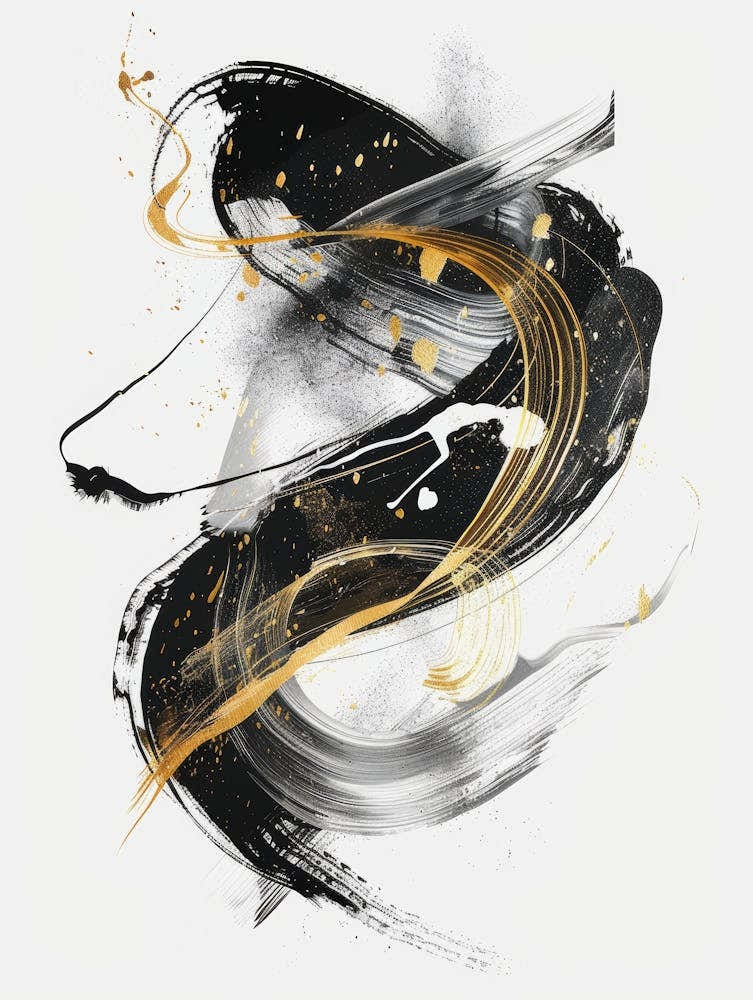 Gold And Black Abstract Painting 51