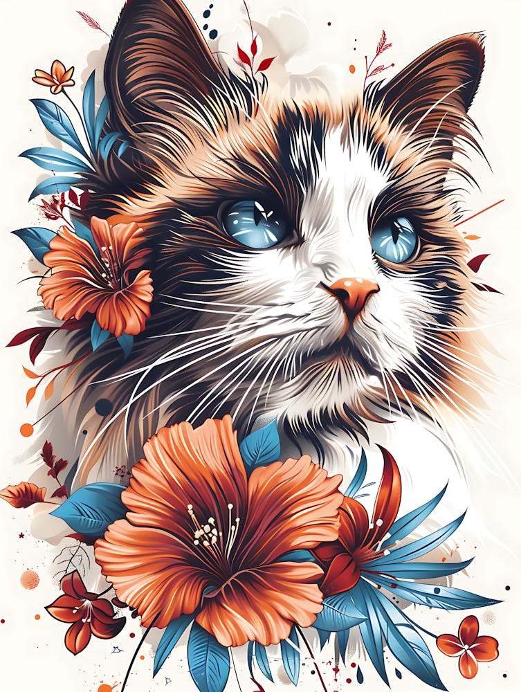 Cat With Flowers 8