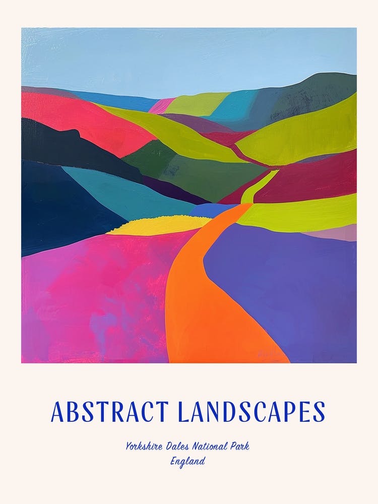 Colourful Abstract Yorkshire Dales National Park England 4 Poster Blue