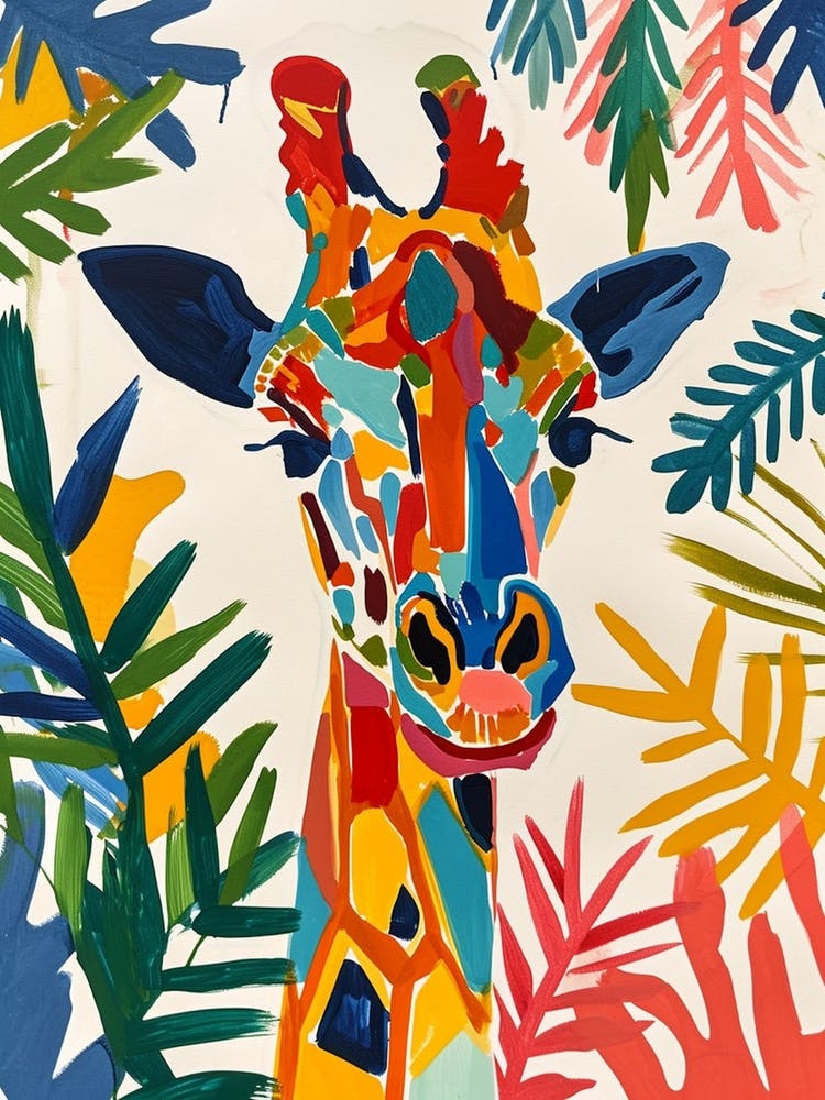 Giraffe Geometric Leaf Illustration