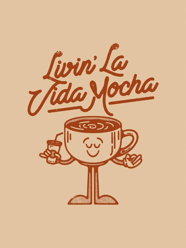Livin La Vida Mocha Mug Quote Print, Coffee Lover Gift, Funny Coffee Decor, Pura Vida Art, Coffee Shop Decoration