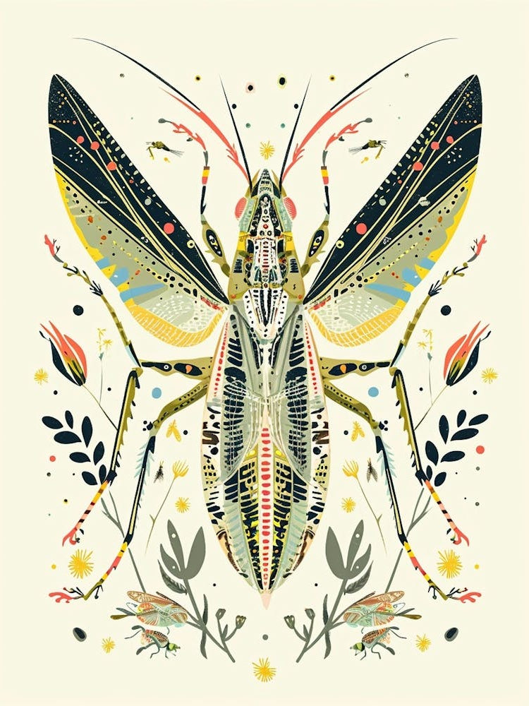 Colourful Insect Illustration Katydid 12