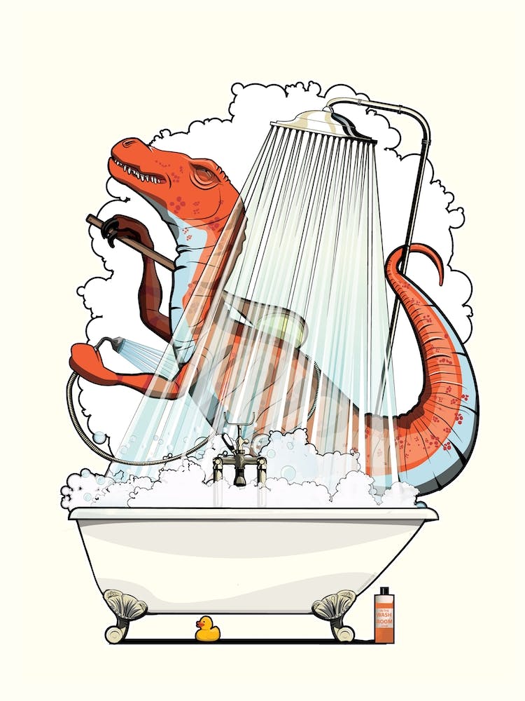 Velociraptor Dinosaur In The Shower