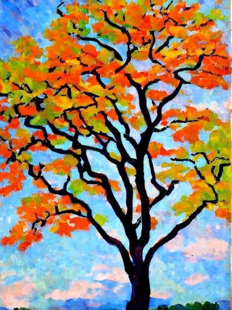 Japanese Zelkova 1 tree Abstract Block Colour