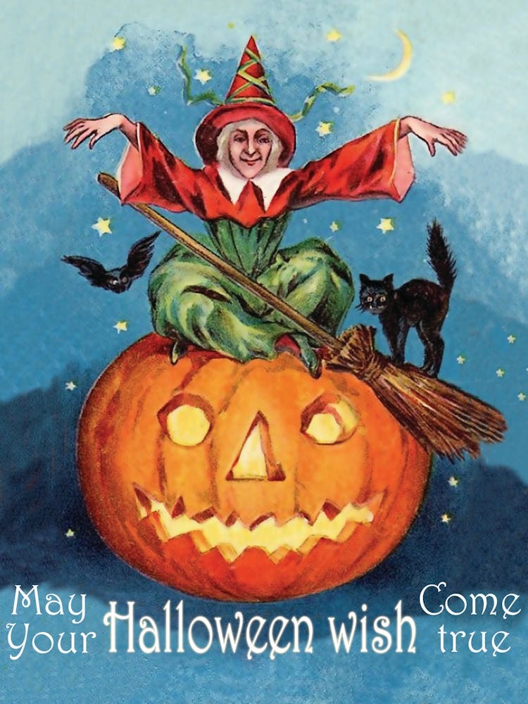 Witch Is Sitting On A Big Pumpkin