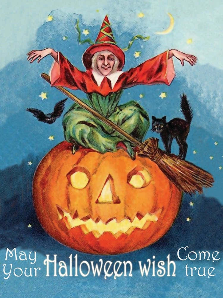 Witch Is Sitting On A Big Pumpkin