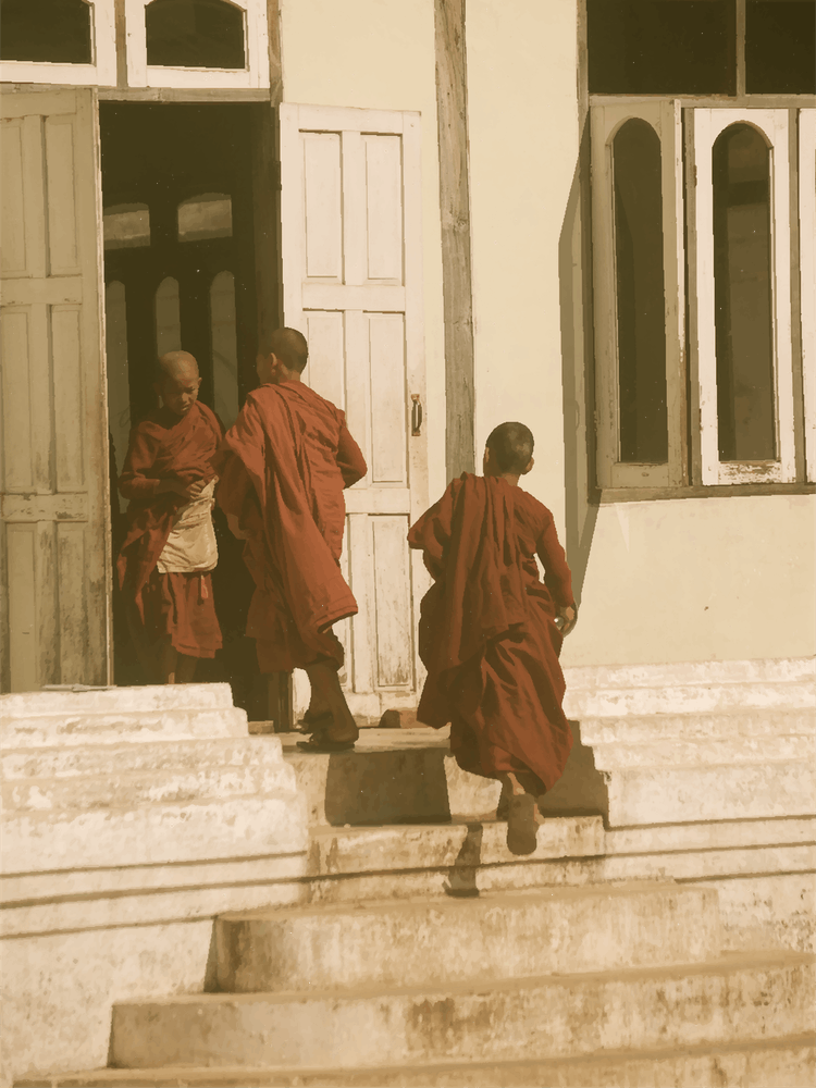 Monks On The Steps