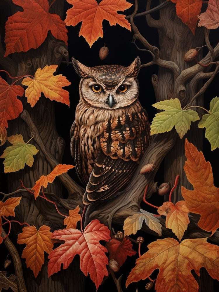 Dark And Moody Botanical Eastern Screech Owl 1