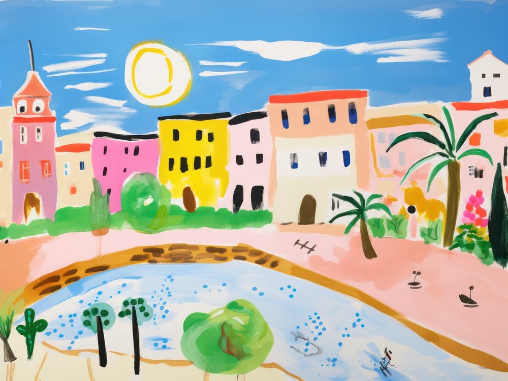 Pescara Italy Cute Watercolour Illustration 3