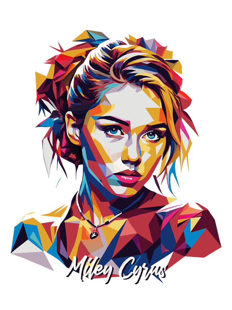 Myley Cyrus 01 Portrait Music Icon Style WPAP Pop Art