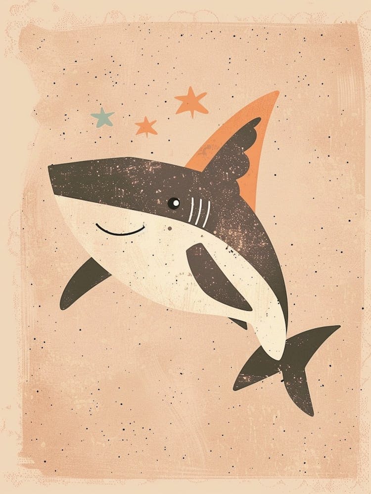 Cute Storybook Style Shark Muted Pastels 3