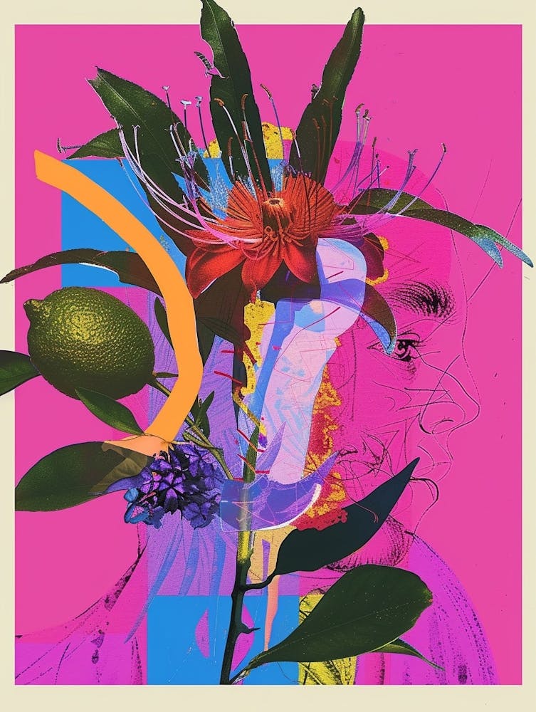 Bergamot 3 Neon Flower Collage