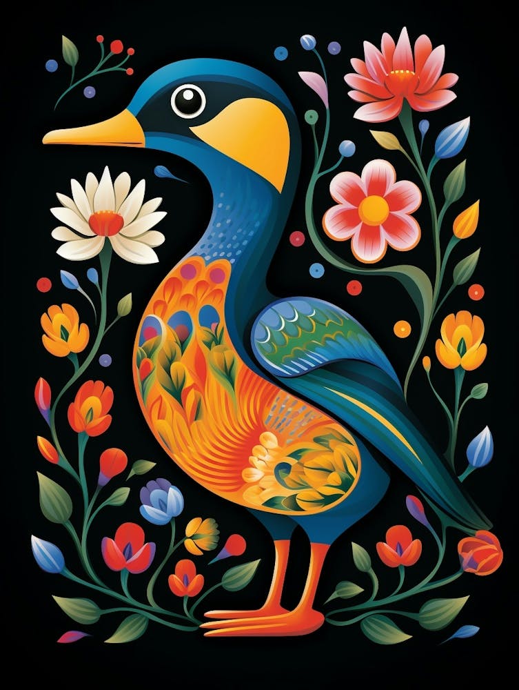 Folk Bird Illustration Duck 4