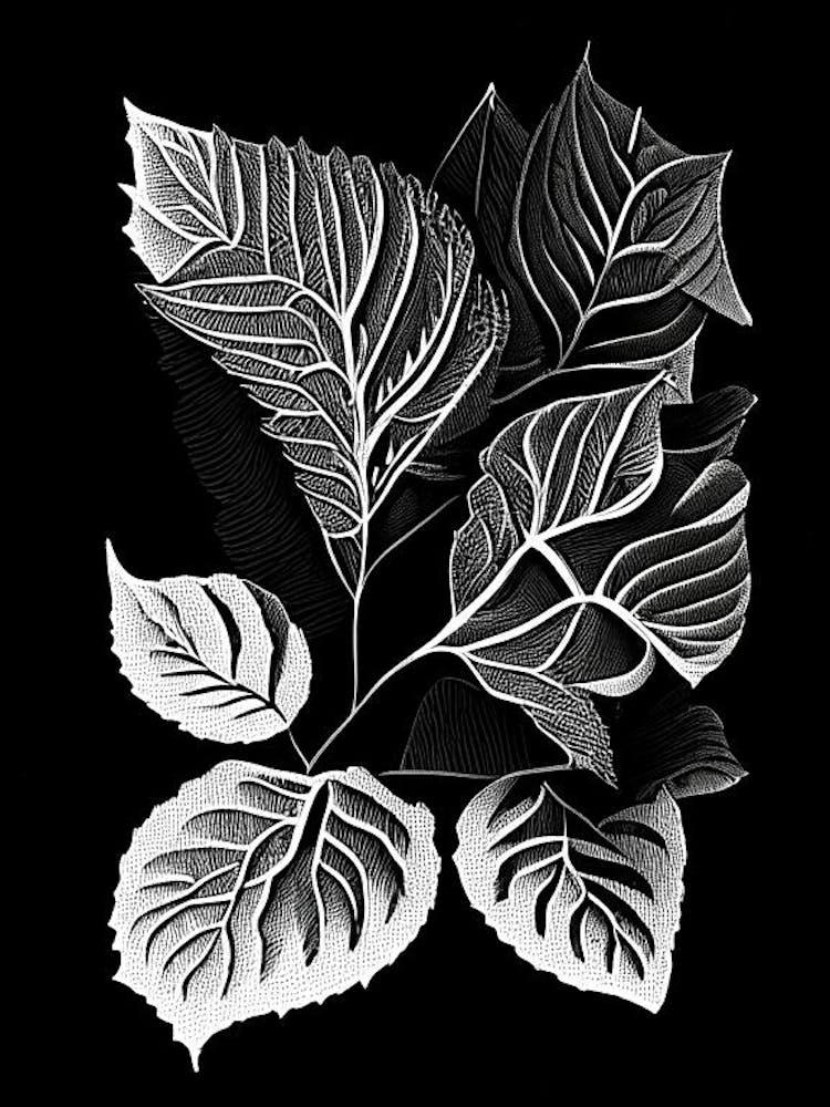 Salal Leaf Linocut 2