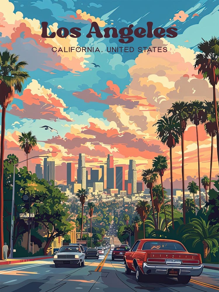 Los Angeles California Cityscape Digital Travel Art