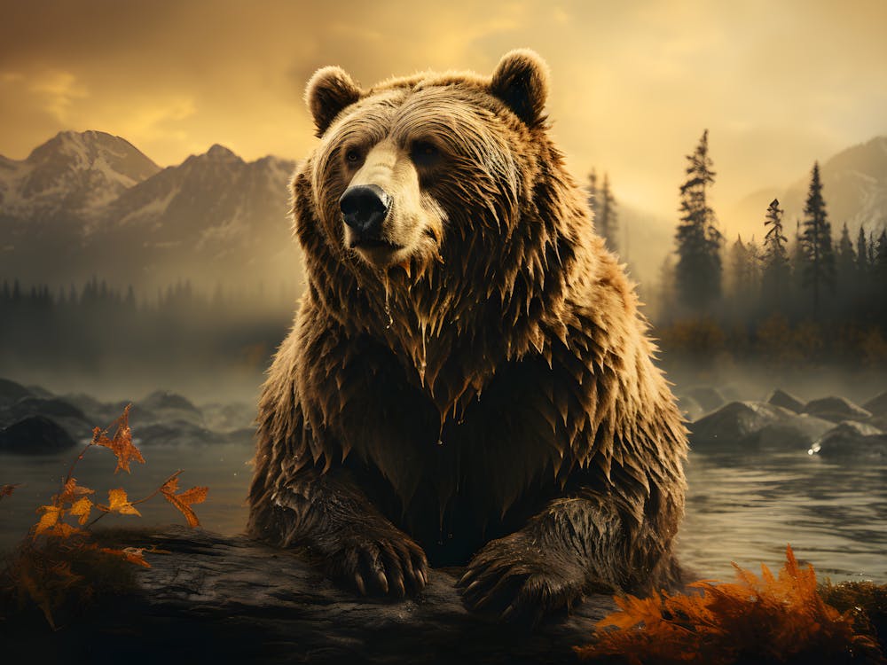 Wild Bear Roaming the Peaks - Mountain Art