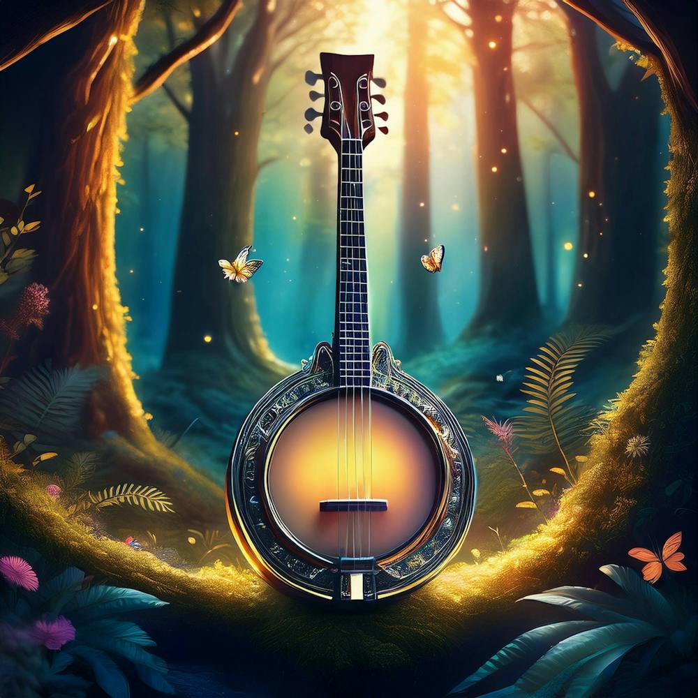 Firefly Magical Banjo Floating In An Enchanted Forest 92927