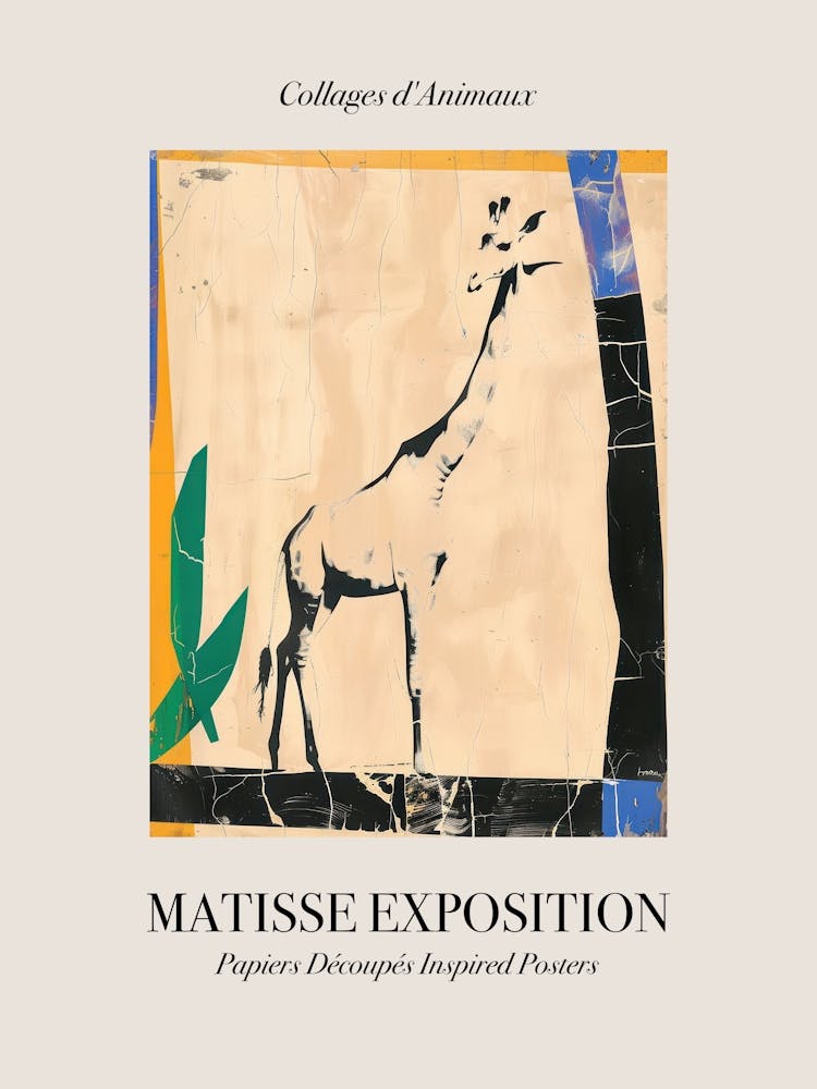 Girafe 1 - Inspiré de Matisse - Affiche d'exposition d'animaux