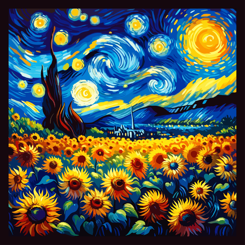 Sunflowers At Starry Night